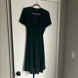 Lulu's Green Asymmetrical Flutter Sleeve Sundress